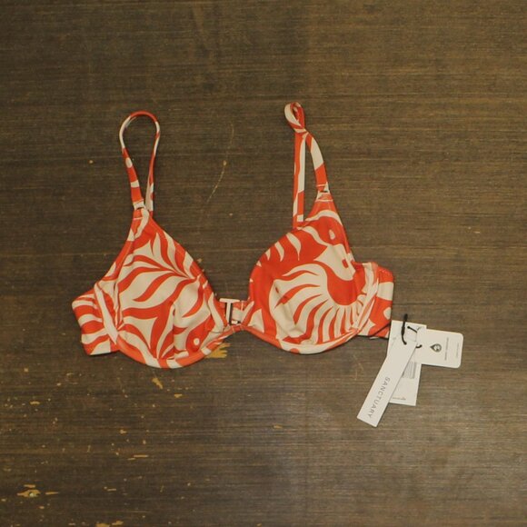 NWT Sanctuary Womens Underwire Bikini Swim Top SASL25320D White Sand / Orange M - Picture 3 of 6